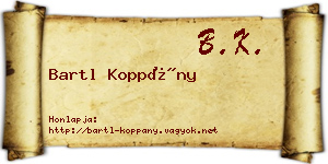 Bartl Koppány névjegykártya